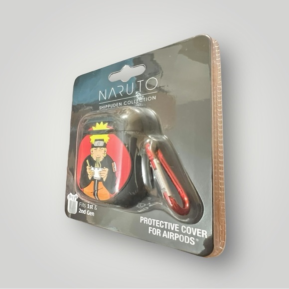 Naruto AirPods Gen. 1 & 2 CASE - With Carabiner Black Impact Protection New - Picture 2 of 4